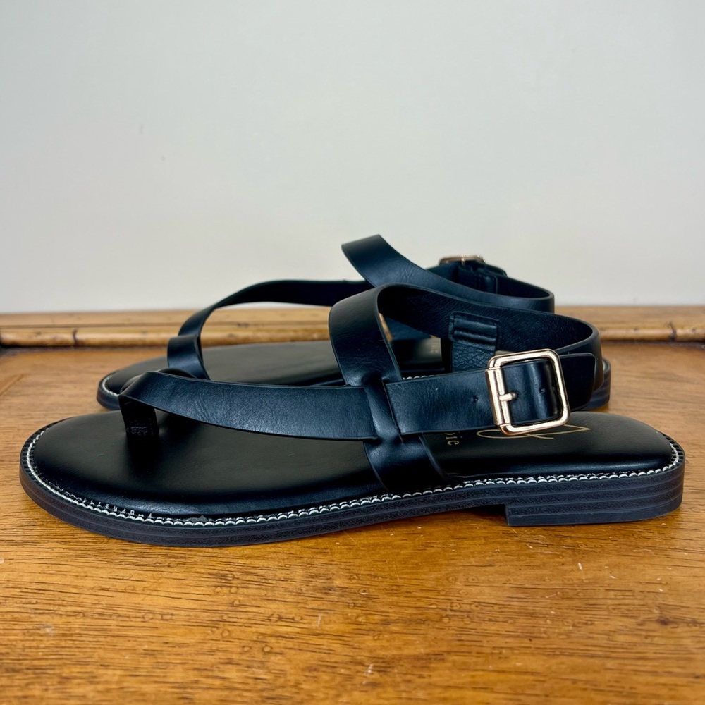 NEW Joie Lennox Black Ring Toe Flat Slingback Sandals Size 8
